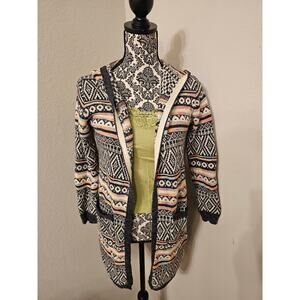 Monteau Open Front Cardigan Sweater | Tribal Print | Size Small